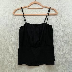 Express Shirt Womens Small Black Tank Smocked Textured Simple Minimal Basic Norm